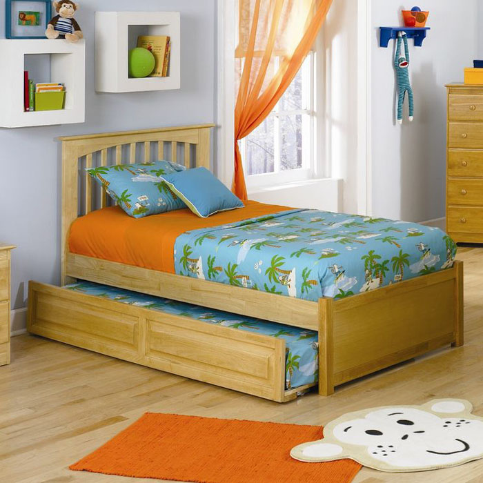 Atlantic Brooklyn Full Platform Bed with Flat Panel Footboard and Trundle