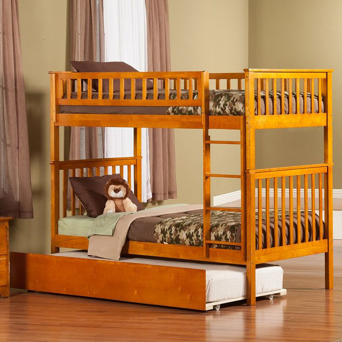 Atlantic Woodland Twin Over Twin Bunk Bed with Twin Trundle