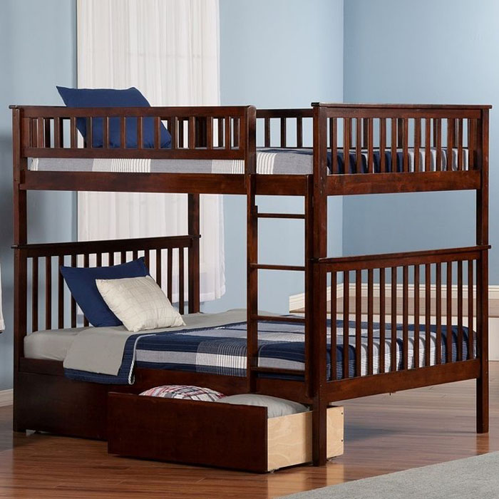 Atlantic Woodland Full Over Full Bunk Bed with Drawers