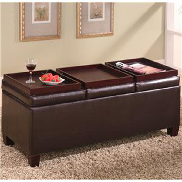Coaster Contemporary Faux Leather Storage Ottoman