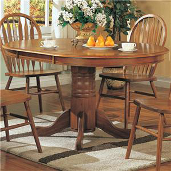Coaster Mackinaw Oval Single Pedestal Table with Leaf