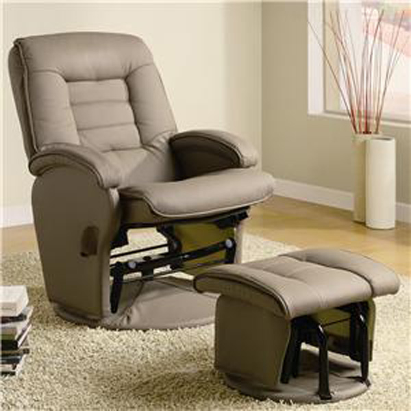 Coaster Leather Like Vinyl Glider with Ottoman