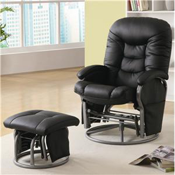 Coaster Casual Leatherette Glider Recliner with Ottoman