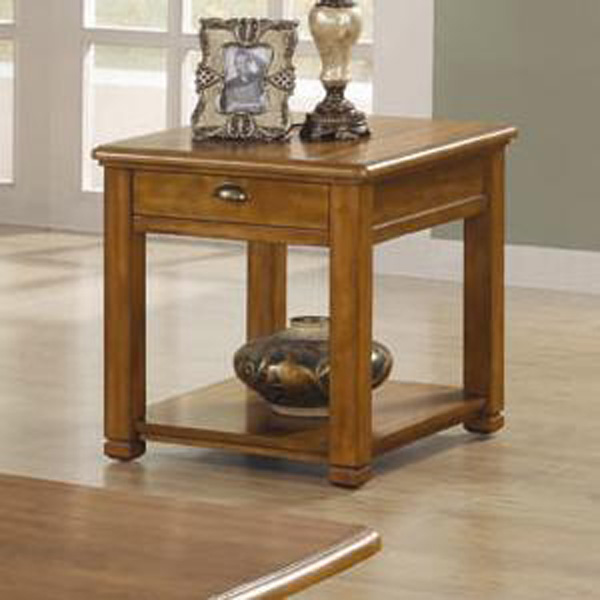 Coaster Woodside Casual Contemporary End Table with Drawer and Shelf