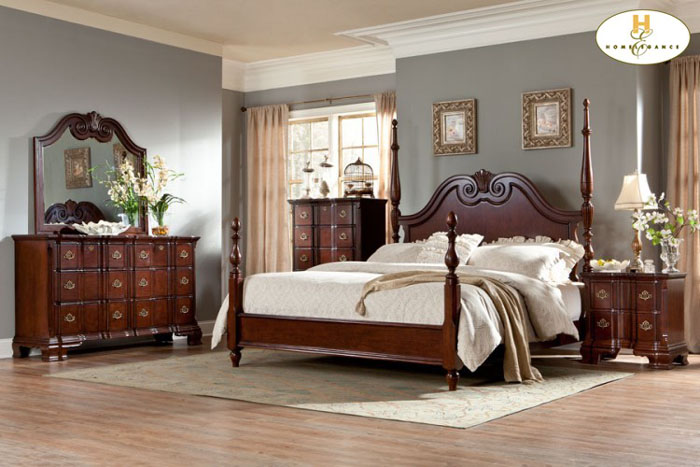 Homelegance Guilford Queen Bed with Tall & Short Posts
